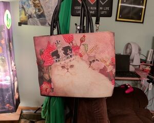 Cherokee Crossbody Bag - Pink and Black Cat Design